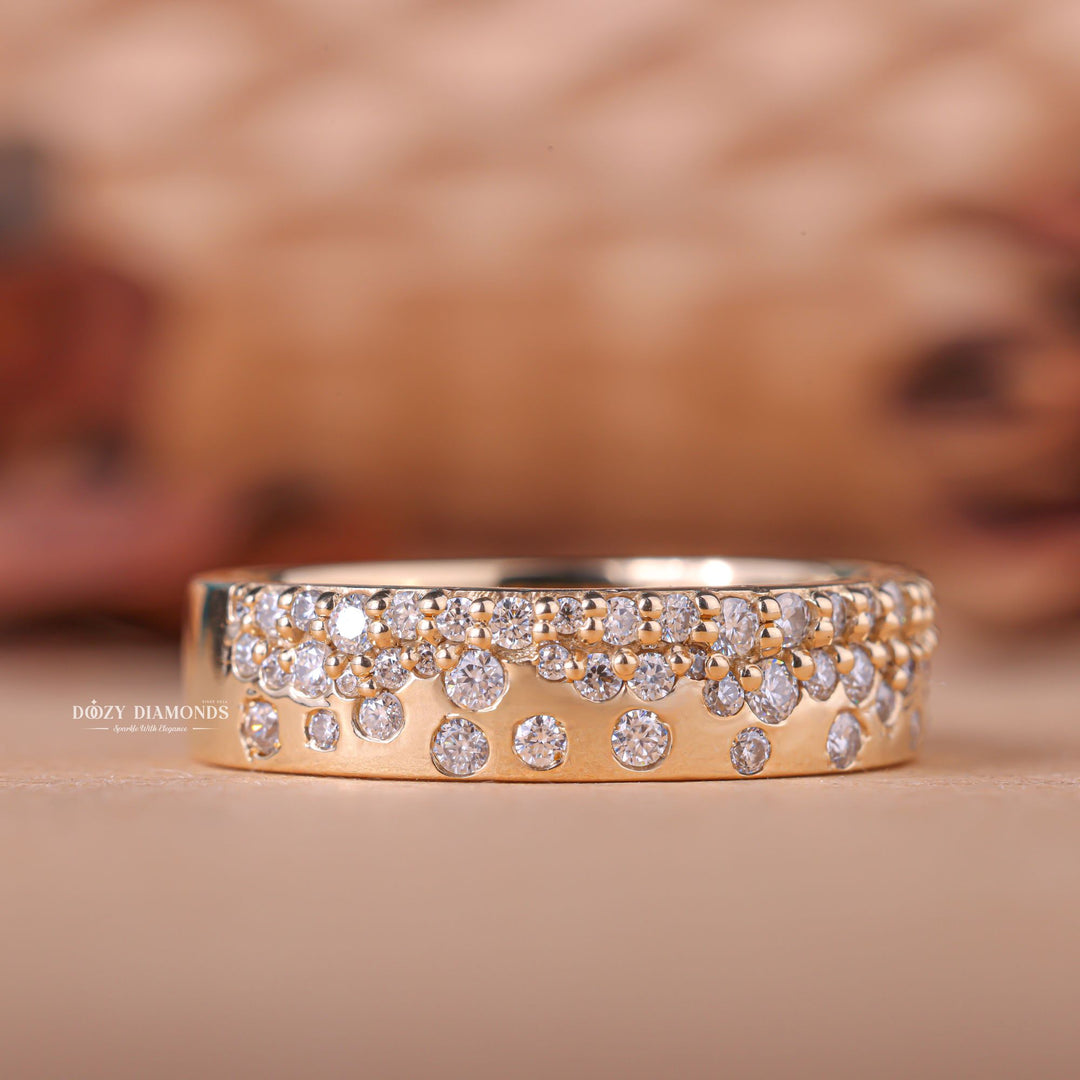 Round round diamond wedding band front view