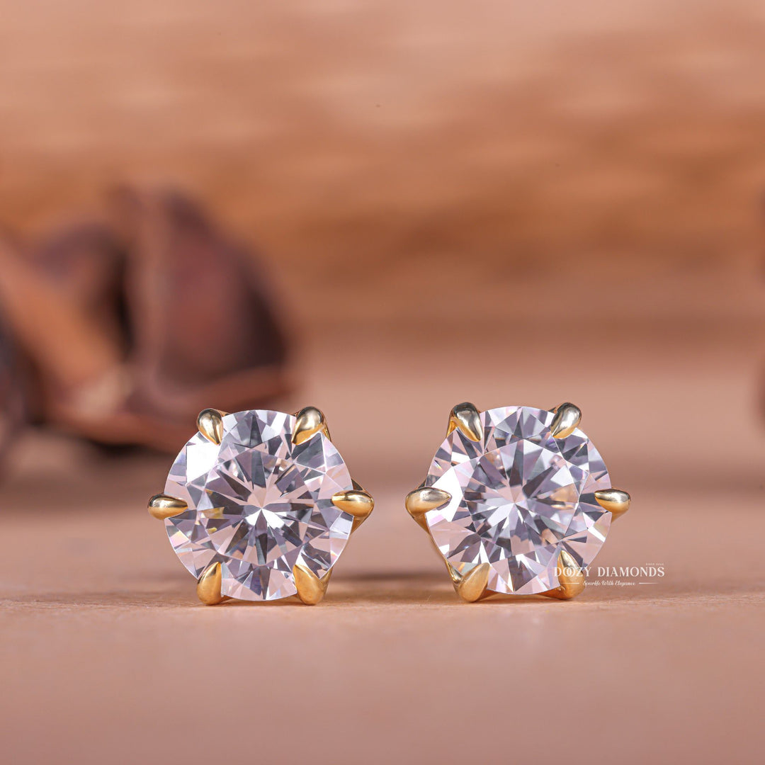 Round EF-VS2 Lab-Grown Diamond Tulip Set Stud Earrings