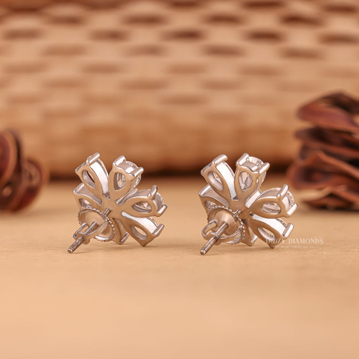 Round & Pear EF-VS2 Lab-Grown Diamond Flower Style Earrings