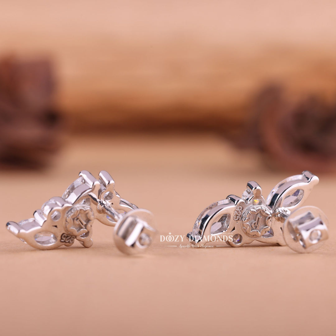 Marquise & Round Cut EF-VS2 Lab-Grown Diamond Cluster Studs Earrings