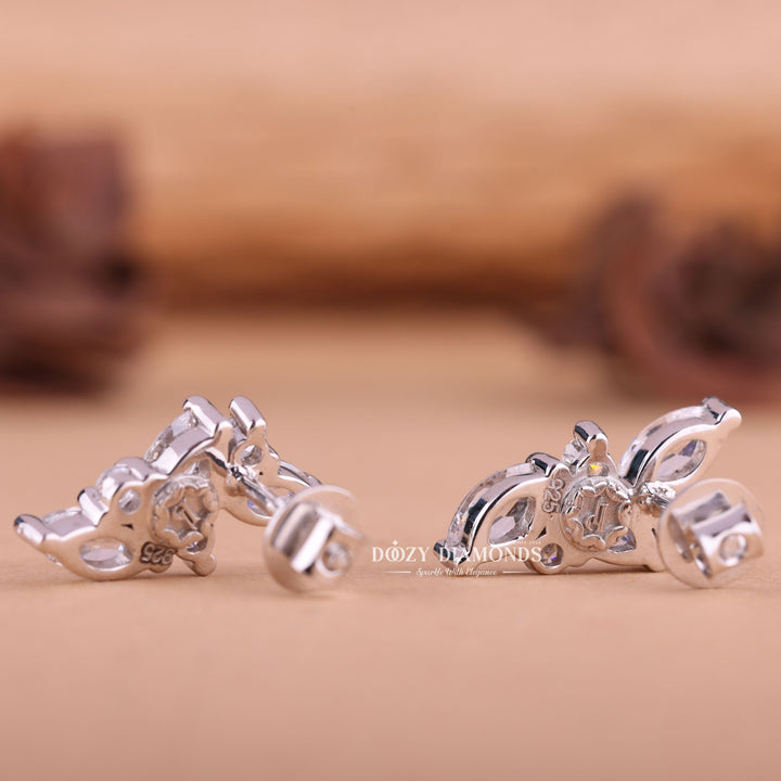 Marquise & Round Cut EF-VS2 Lab-Grown Diamond Cluster Studs Earrings
