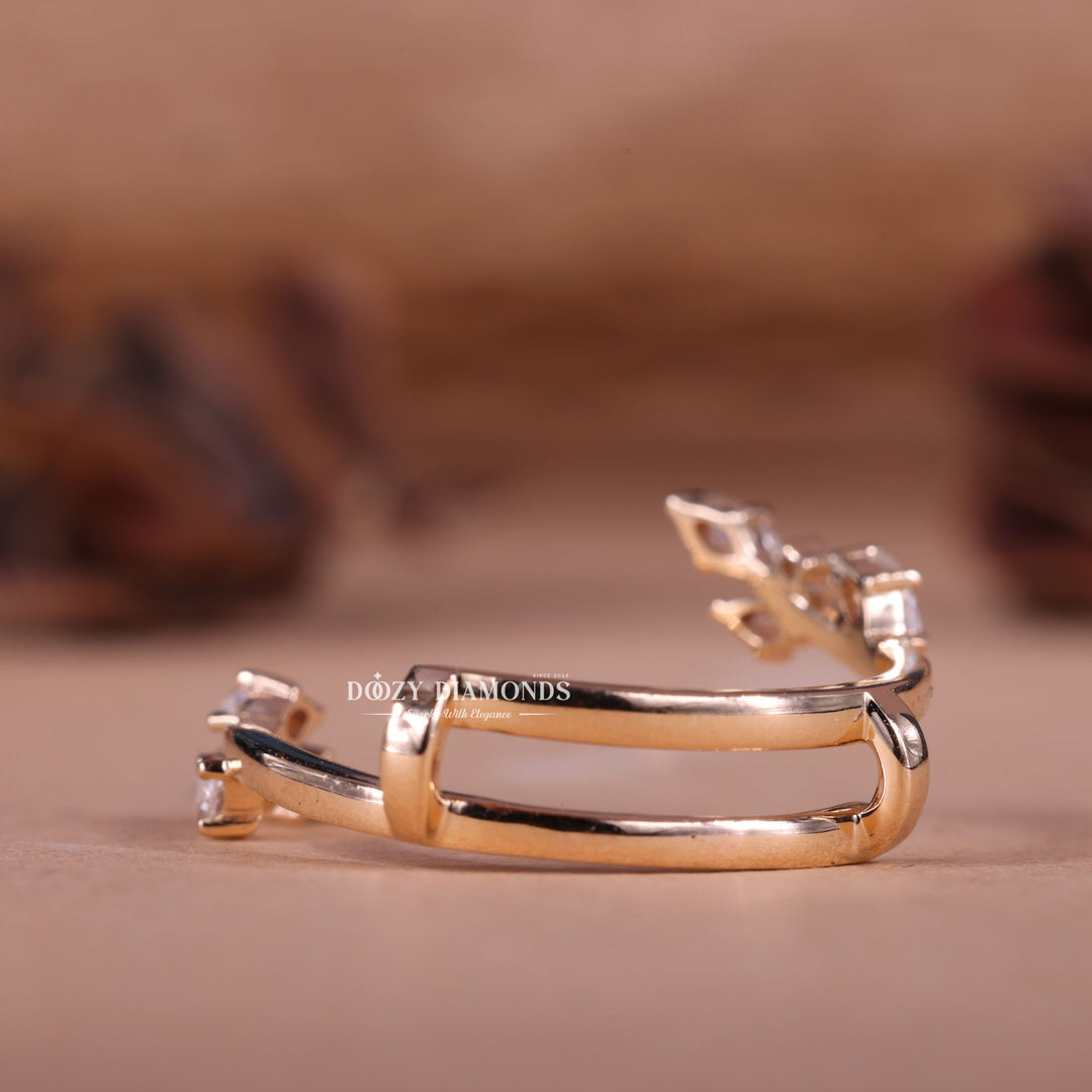 Round diamond band stacked with engagement ring