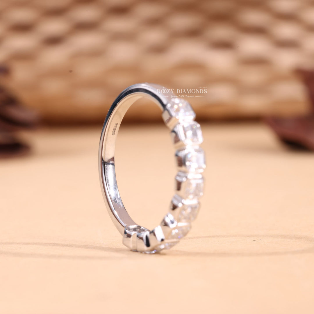 Ethically sourced asscher diamond eternity band