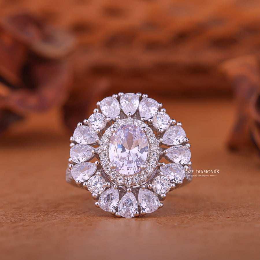Discover oval cluster lab grown diamond engagement ring online