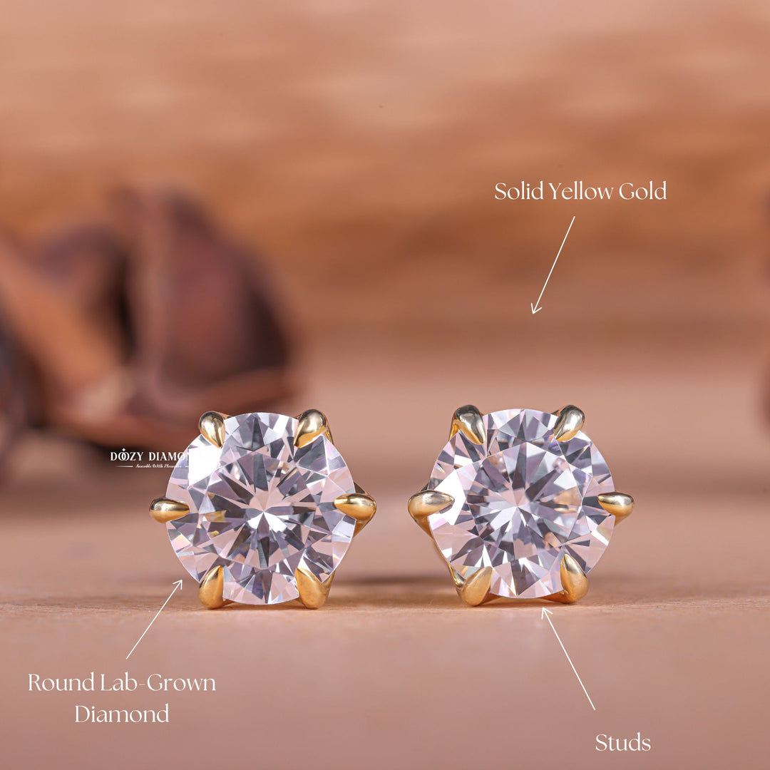 Round EF-VS2 Lab-Grown Diamond Tulip Set Stud Earrings