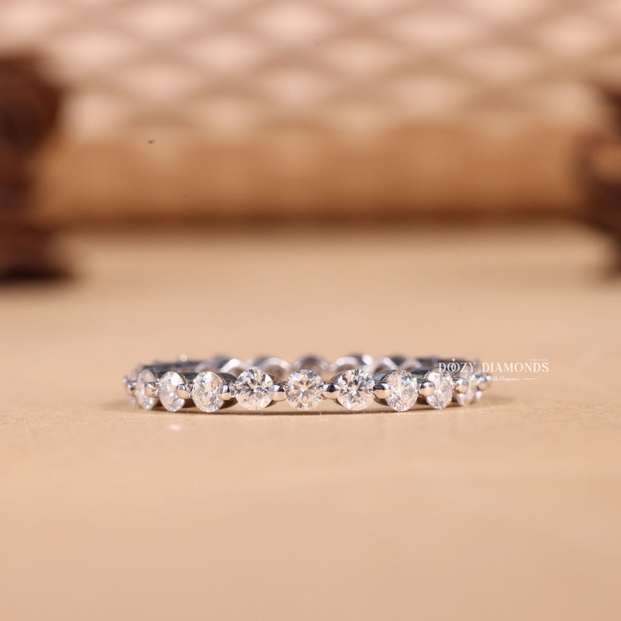 Round round diamond wedding band front view