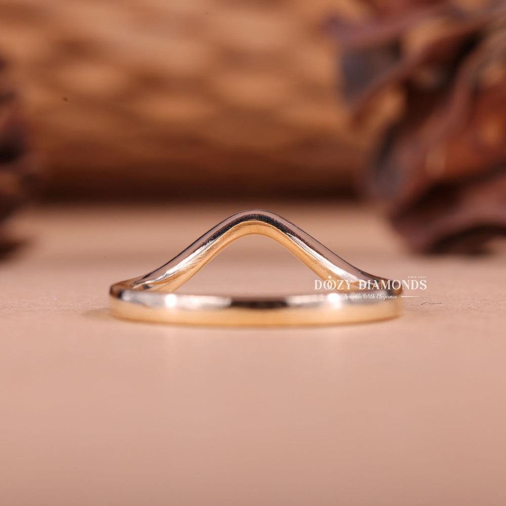 14k - 18k Solid Gold Plain Curved Stacking Wedding Band - Doozy Diamonds