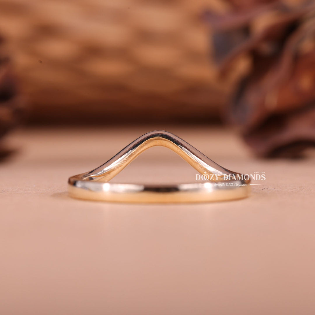 14k - 18k Solid Gold Plain Curved Stacking Wedding Band - Doozy Diamonds