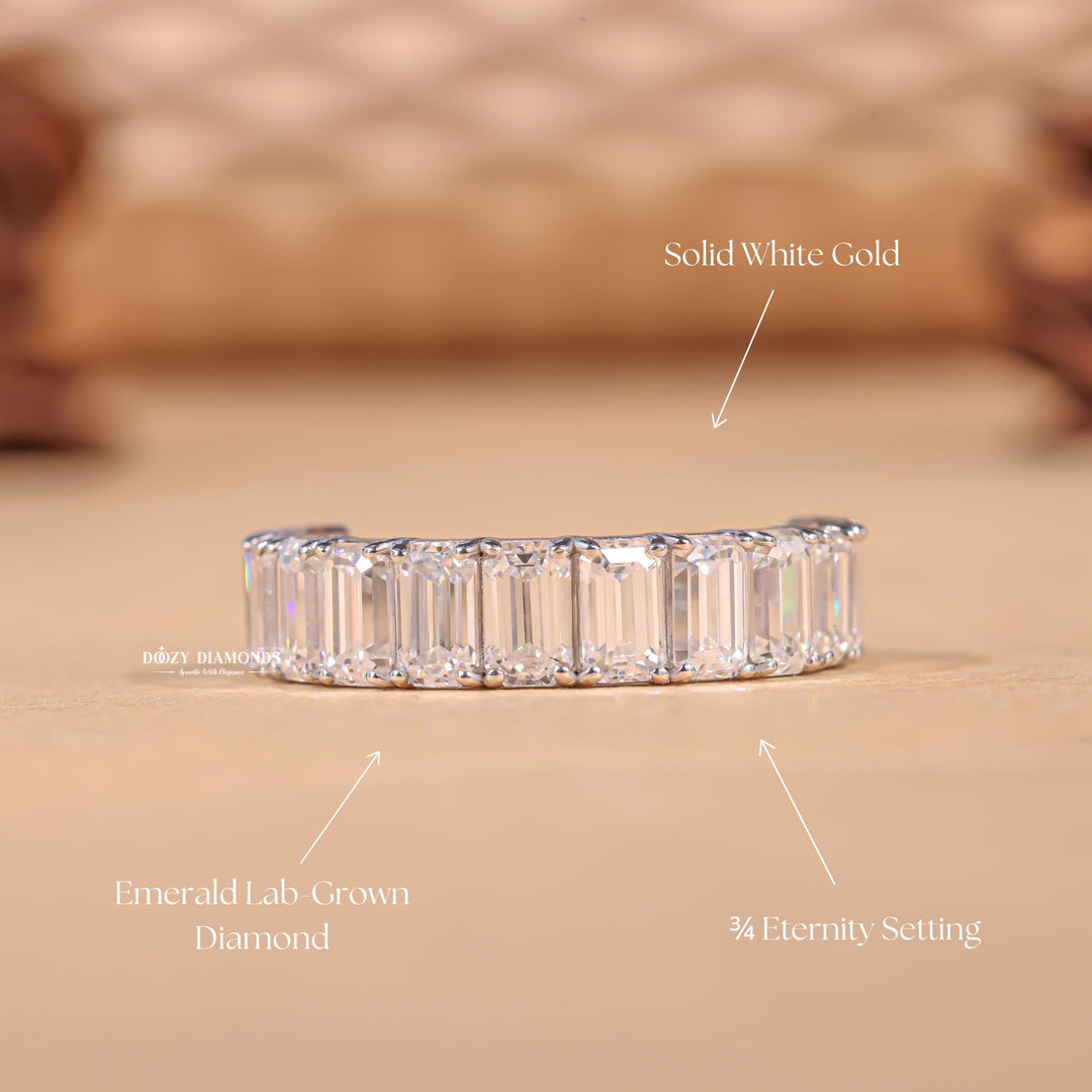 Emerald diamond wedding band in yellow gold