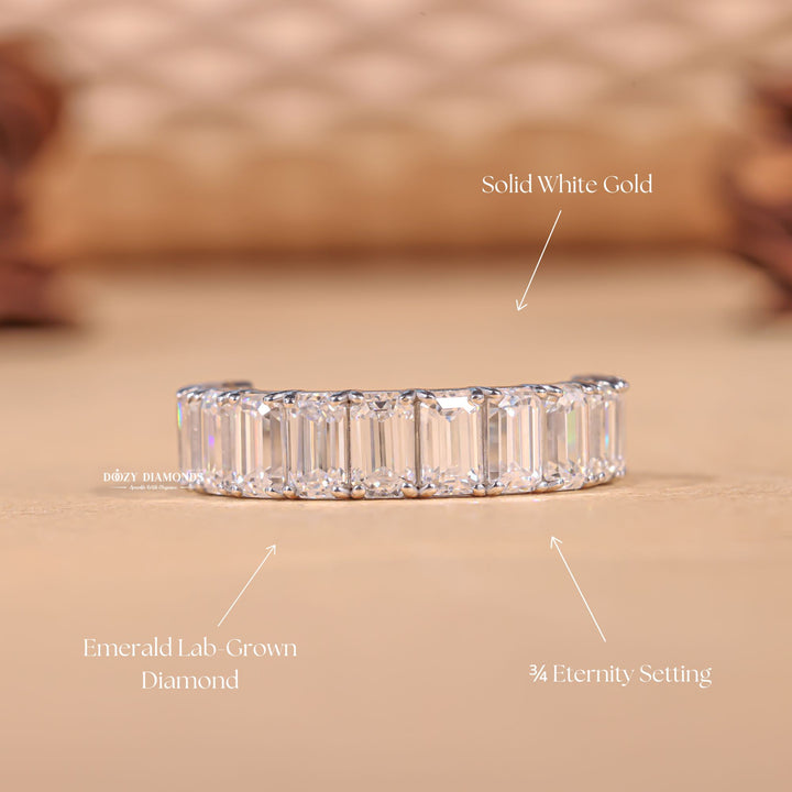Emerald diamond wedding band in yellow gold