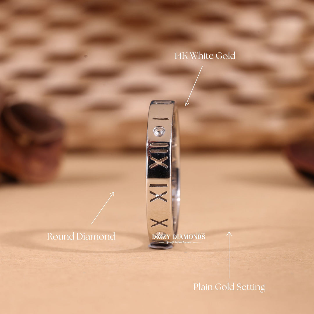 14K Solid White Gold Wedding Band for Anniversary Gift - Doozy Diamonds
