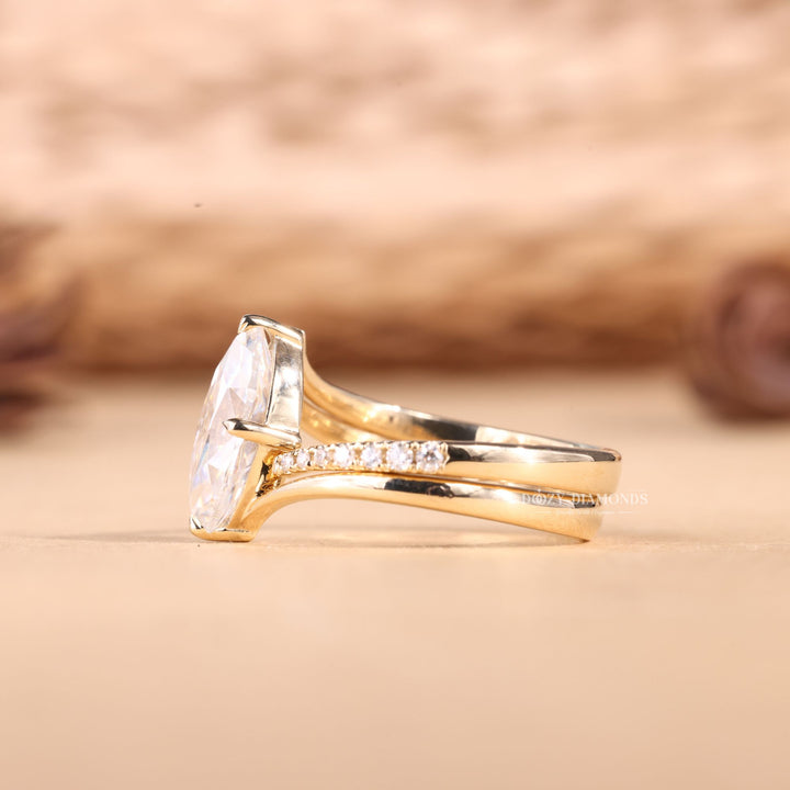 2.0CT Marquise Cut EF - VS2 Lab Grown Eve Diamond Ring with Eve Wedding Band - Doozy Diamonds
