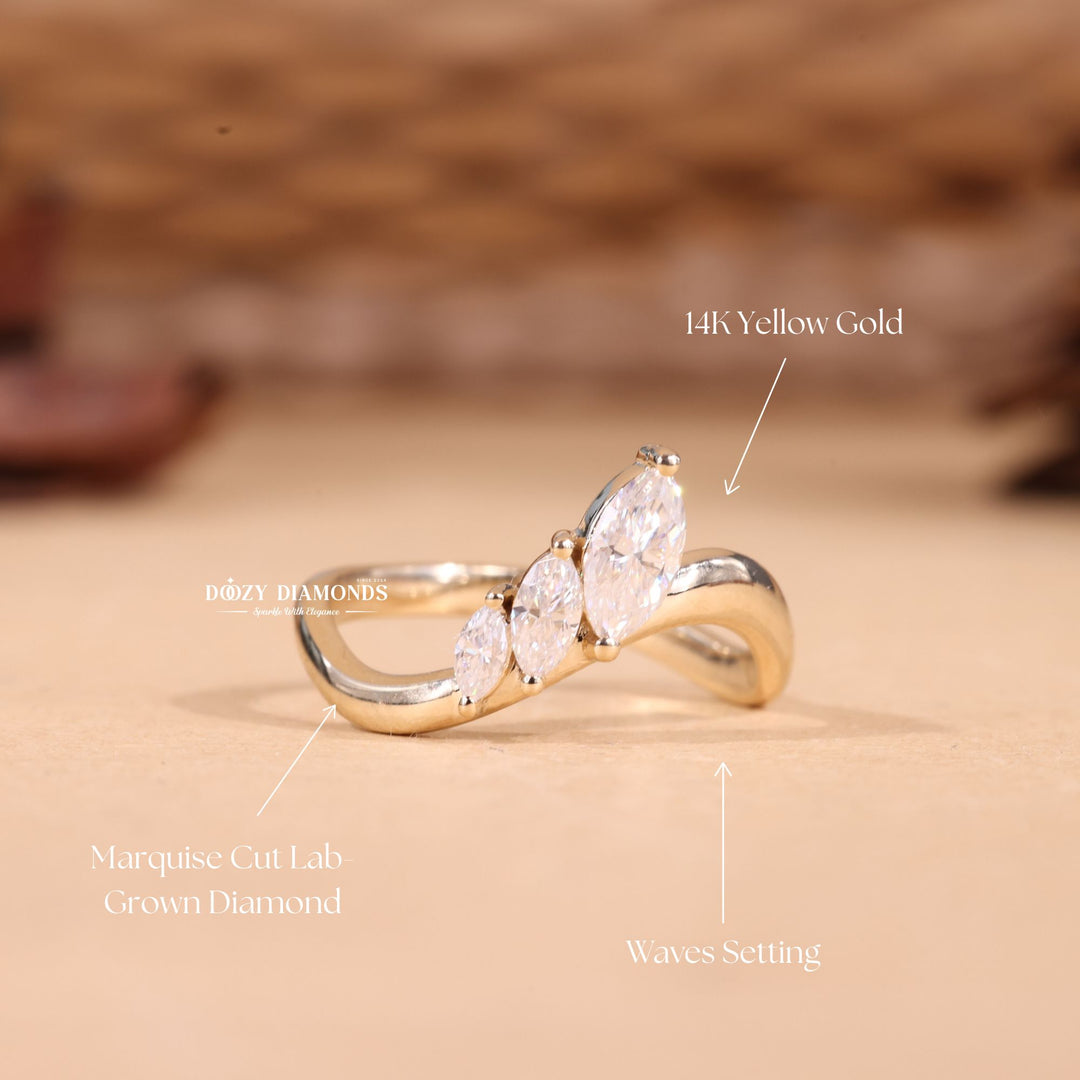 Marquise diamond wedding band in white gold