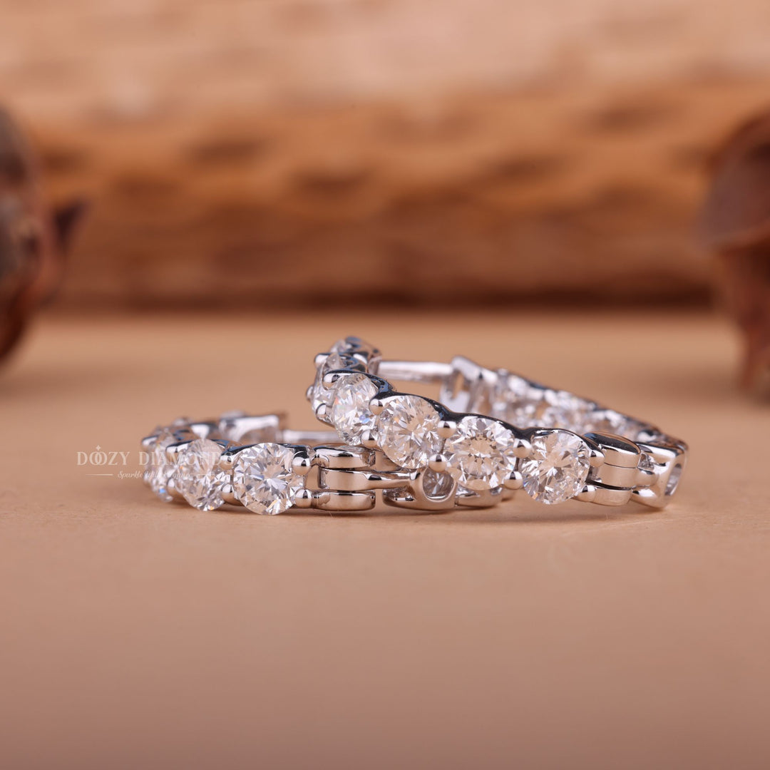 Round EF - VS2 Lab - Grown Diamond Hoops Earrings - Doozy Diamonds