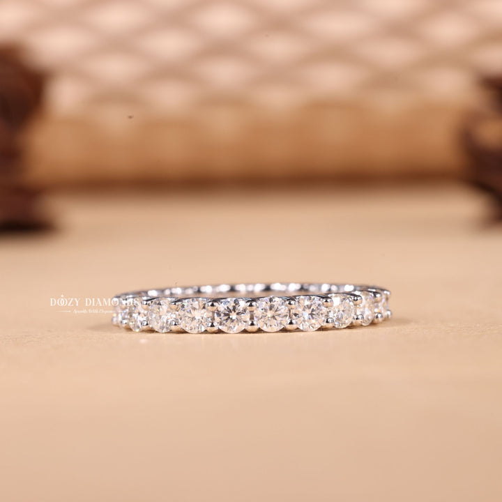Round round diamond wedding band front view
