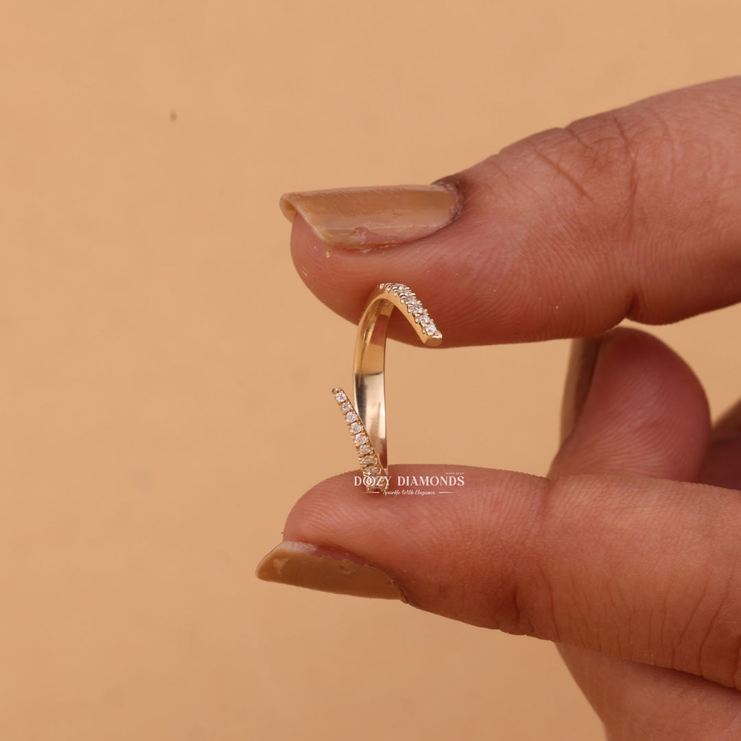 Round lab grown diamond band worn on hand