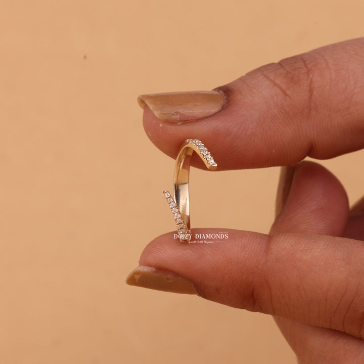 Round lab grown diamond band worn on hand