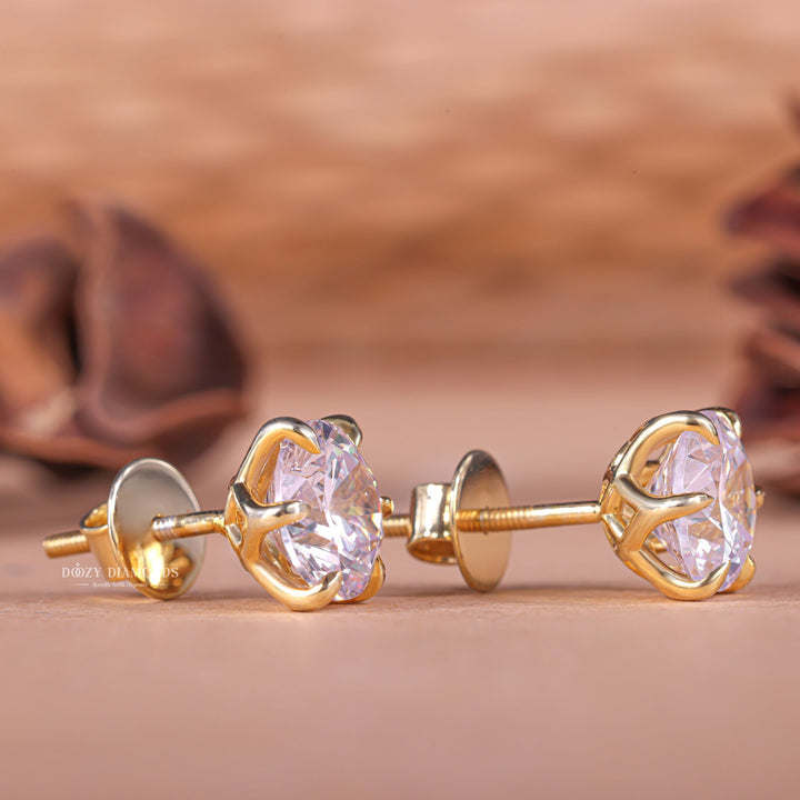 Round EF-VS2 Lab-Grown Diamond Tulip Set Stud Earrings