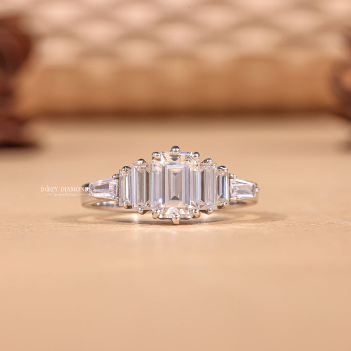 Buy 1.0CT emerald cluster lab grown diamond engagement ring online