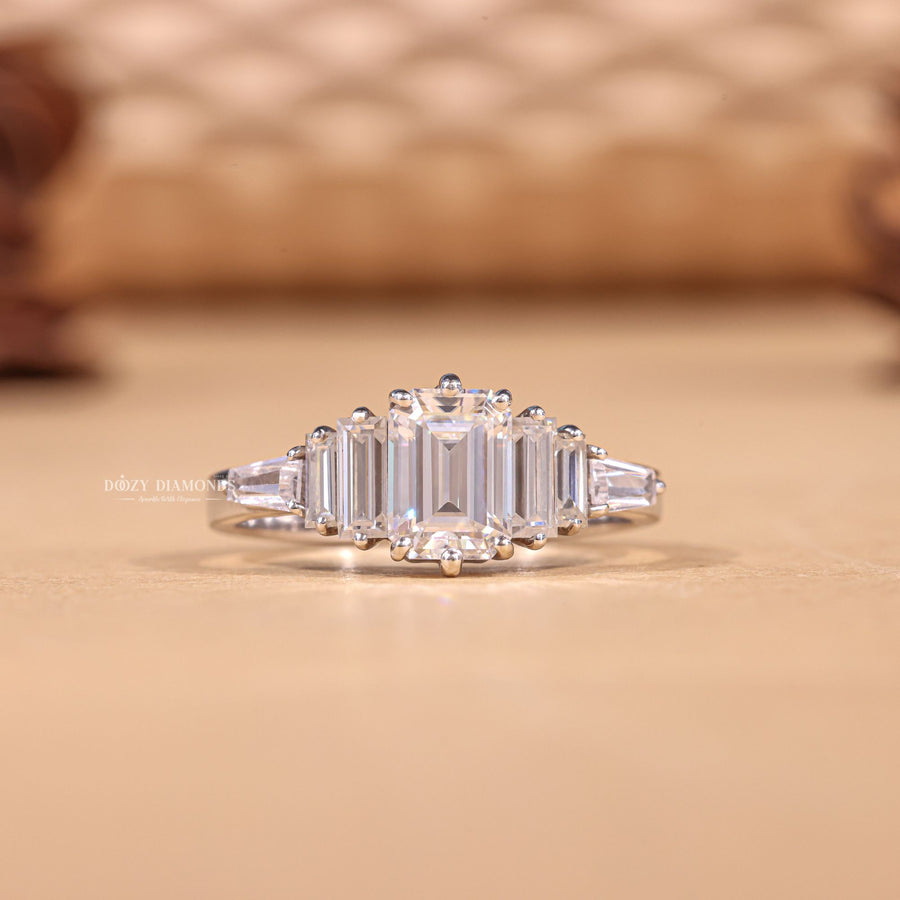 Buy 1.0CT emerald cluster lab grown diamond engagement ring online