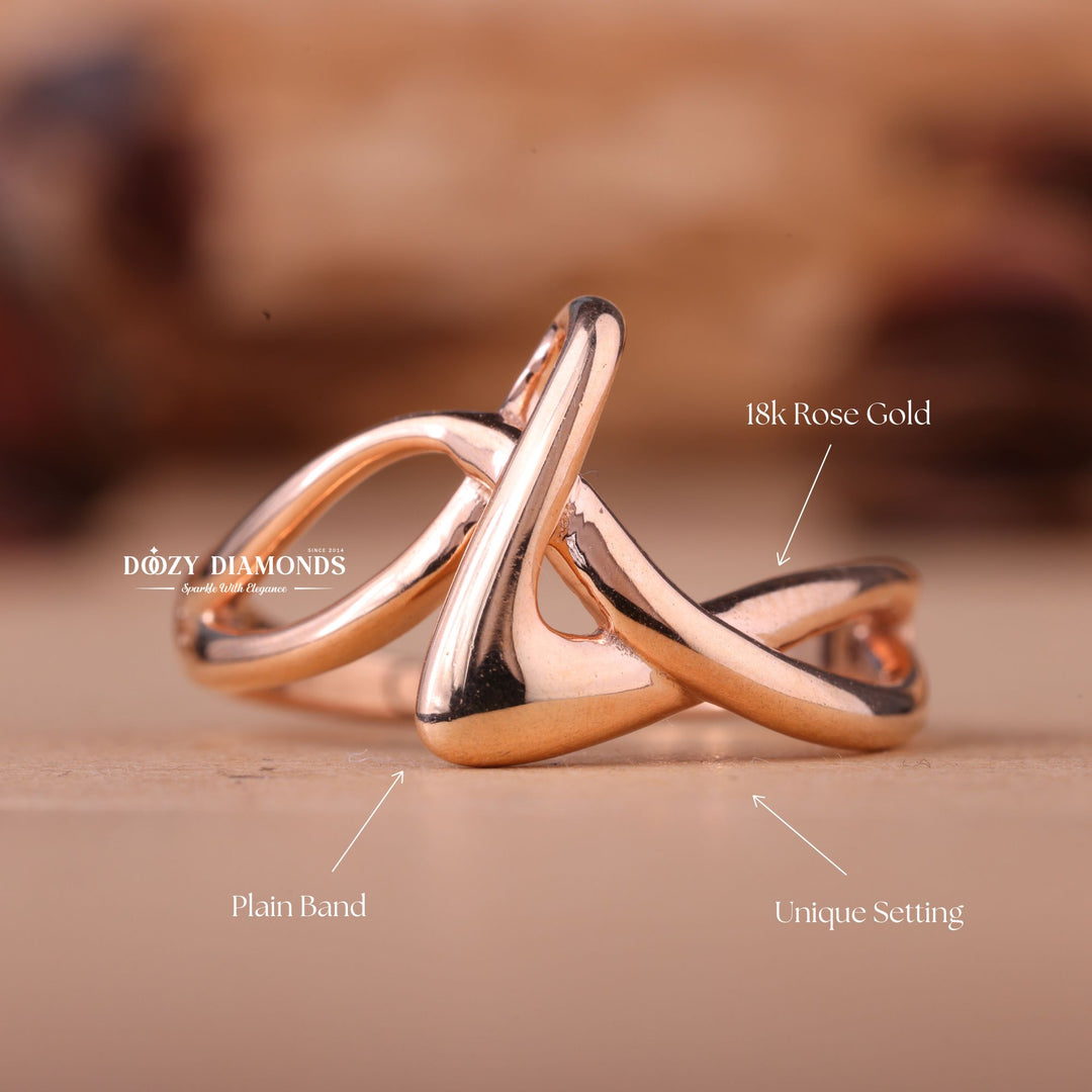 14K-18K Solid Rose Gold Plain Unique Wedding Band