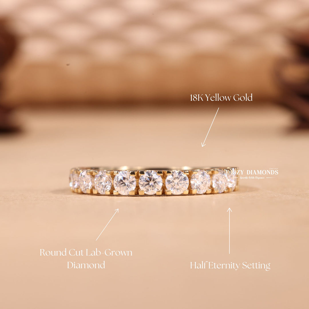 Round diamond wedding band in white gold
