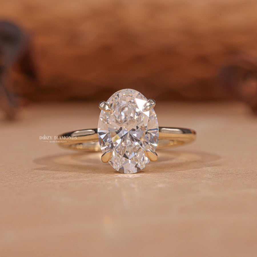 Discover oval hidden halo lab grown diamond engagement ring online