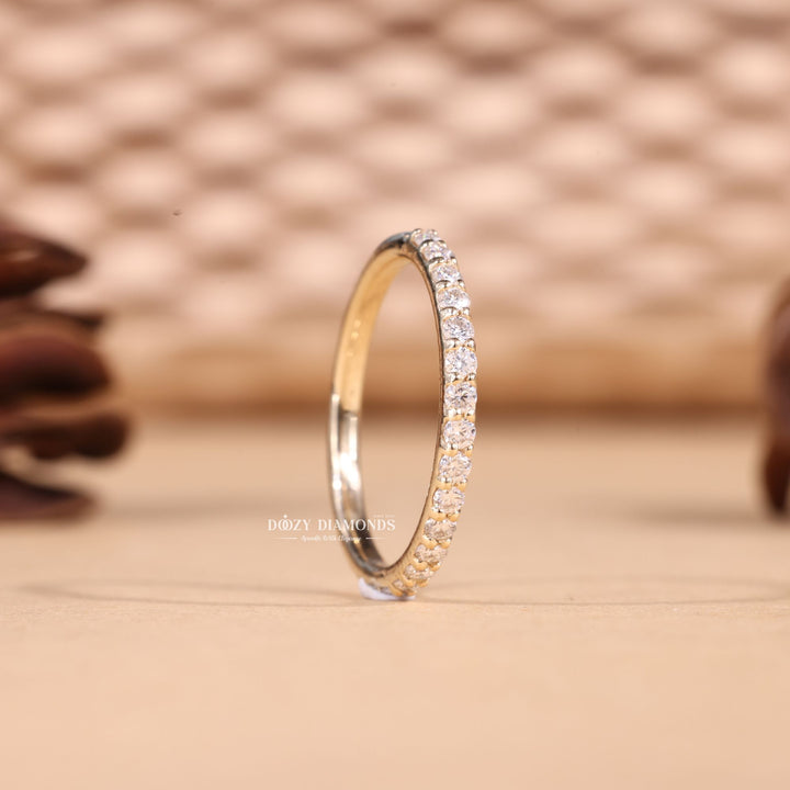 Round round diamond wedding band front view