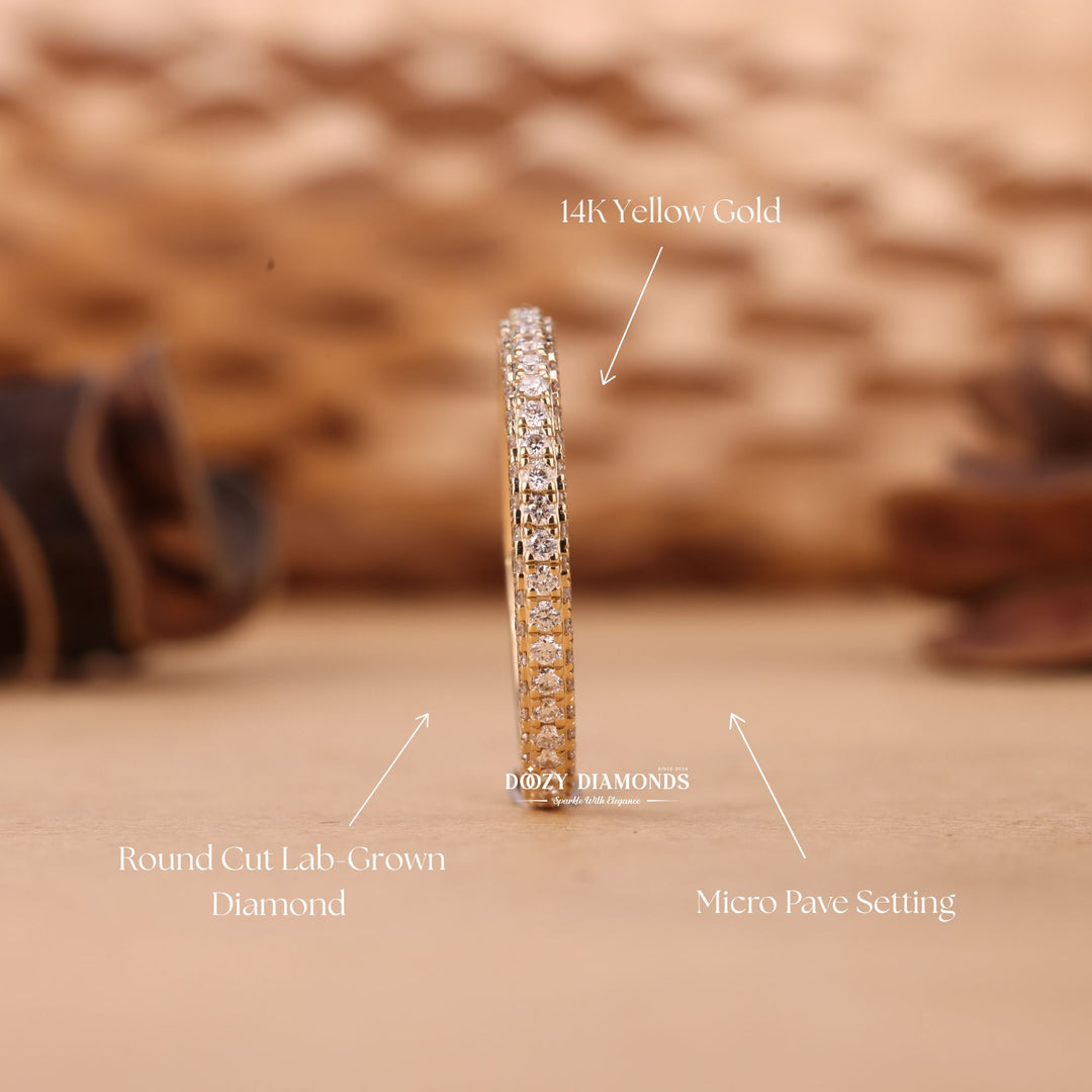 Side view of round diamond wedding band
