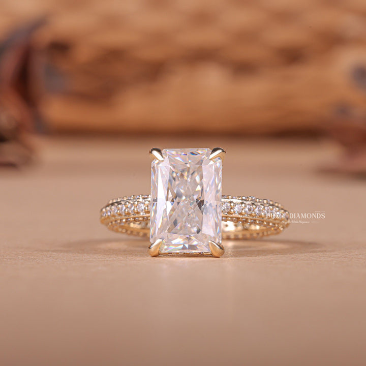 Discover radiant pave lab grown diamond engagement ring online
