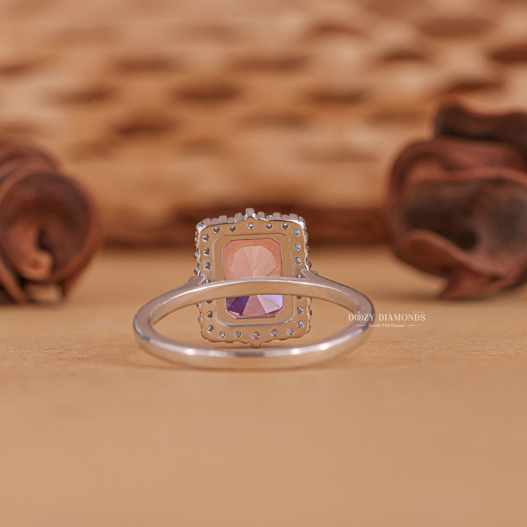 Premium radiant cut halo engagement ring crafted in solid gold