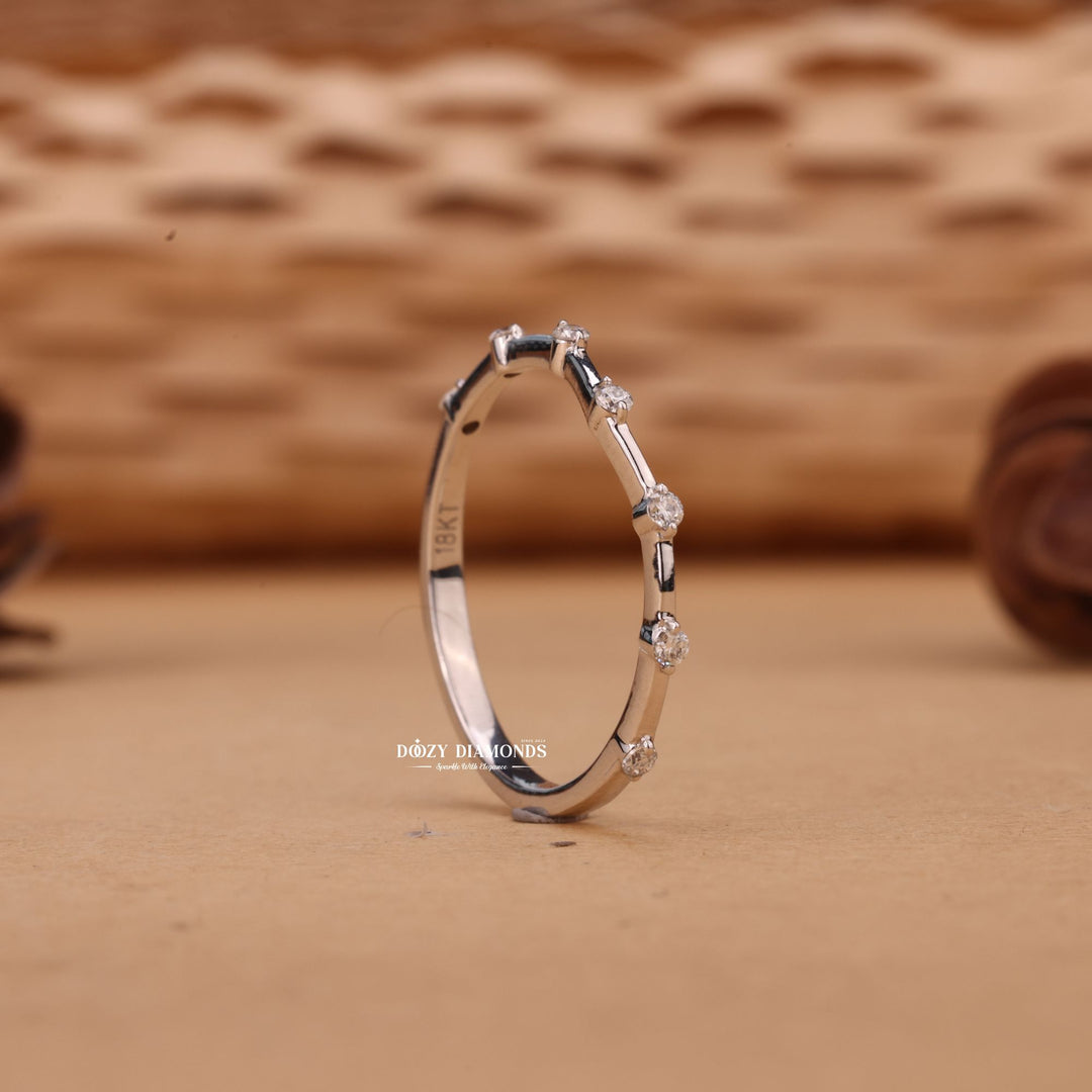 Round round diamond wedding band front view