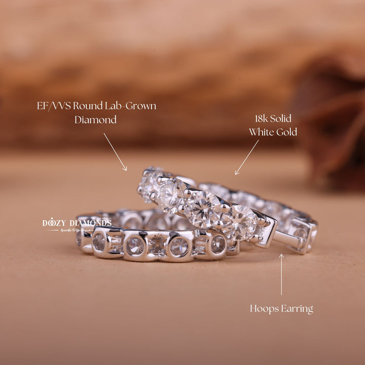 Round EF - VS2 Lab - Grown Diamond Hoops Earrings - Doozy Diamonds