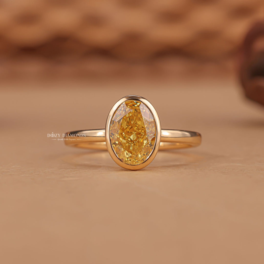 Buy oval bezel lab grown diamond engagement ring online