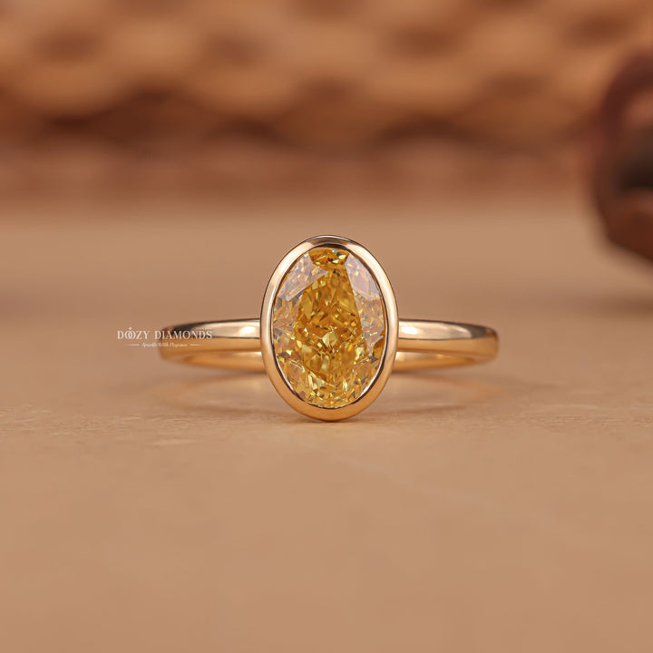 Buy oval bezel lab grown diamond engagement ring online
