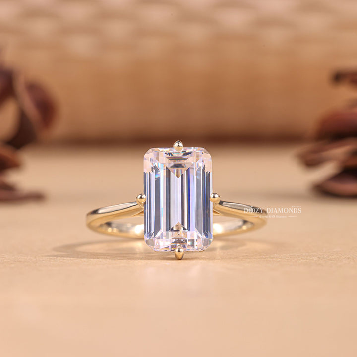 4.0CT emerald hidden halo lab grown diamond engagement ring for sale