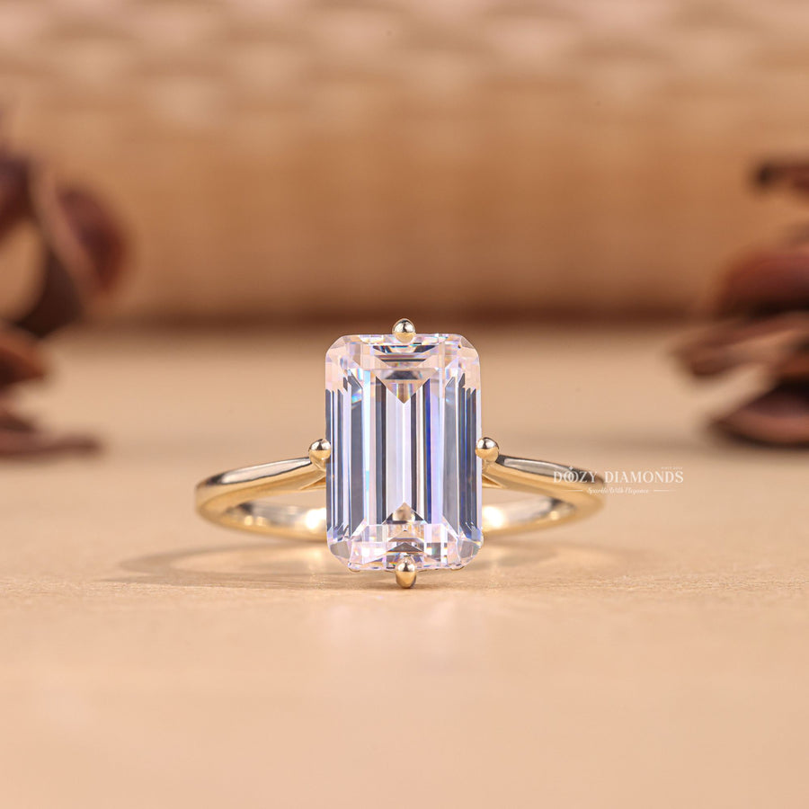 4.0CT emerald hidden halo lab grown diamond engagement ring for sale