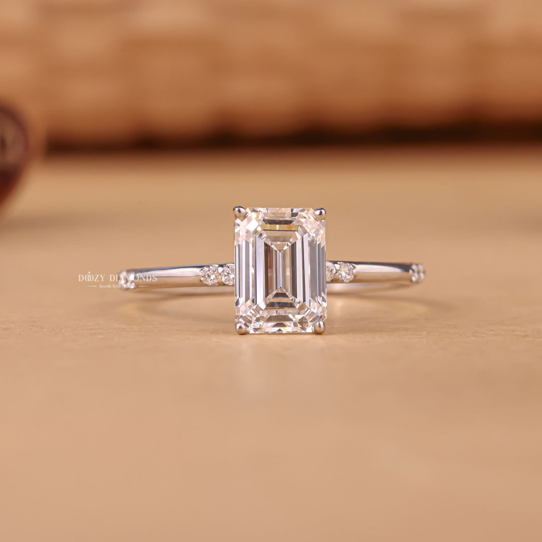 1.50CT emerald cut pave engagement ring available to buy now