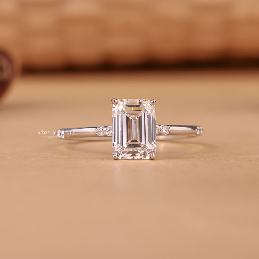 1.50CT emerald cut pave engagement ring available to buy now