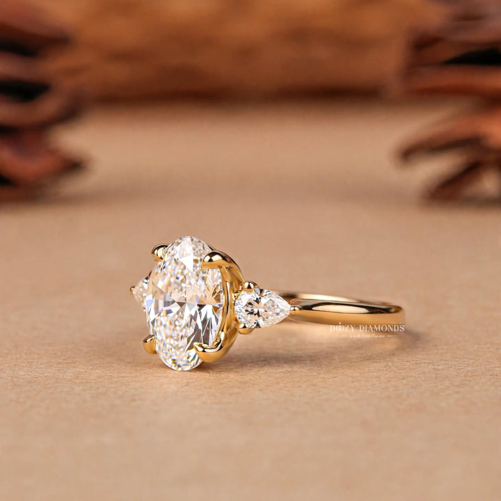 IGI Certified 2.50CT Oval Lab Grown Diamond Three Stone Engagement Ring
