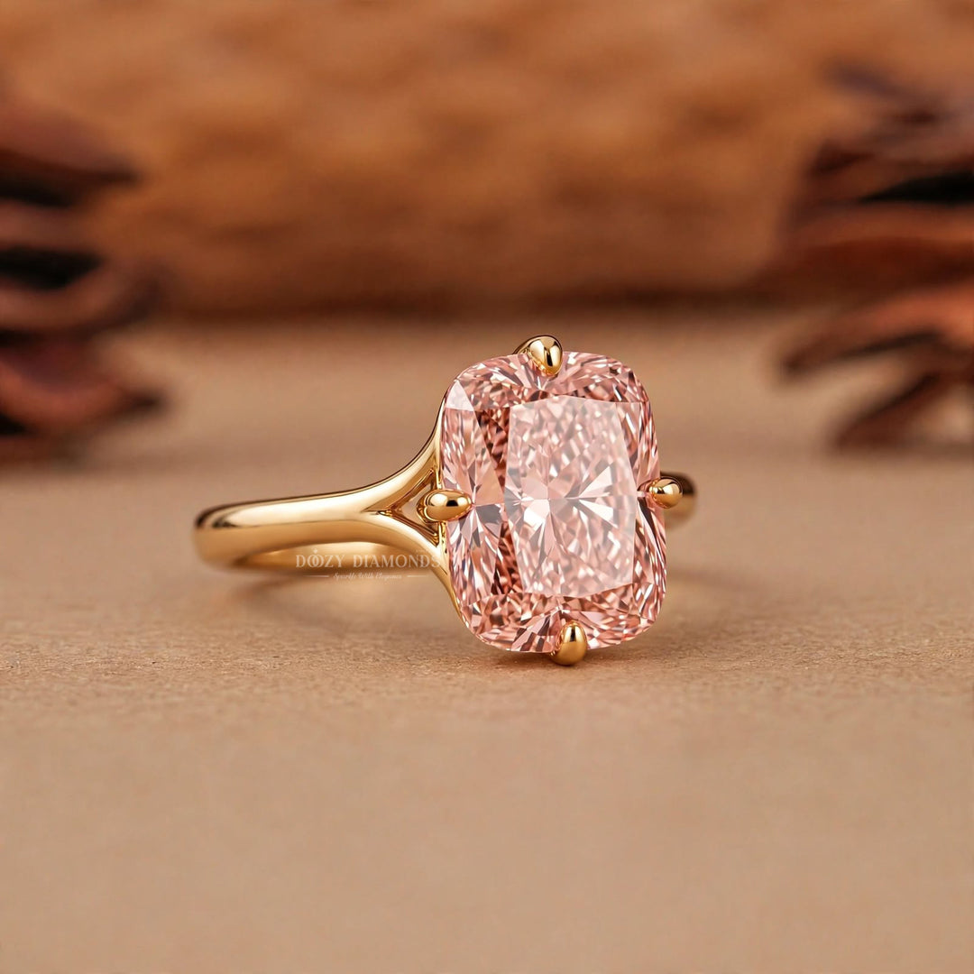 2.50CT Pink Cushion Split Shank Lab Grown Diamond Solitaire Engagement Ring