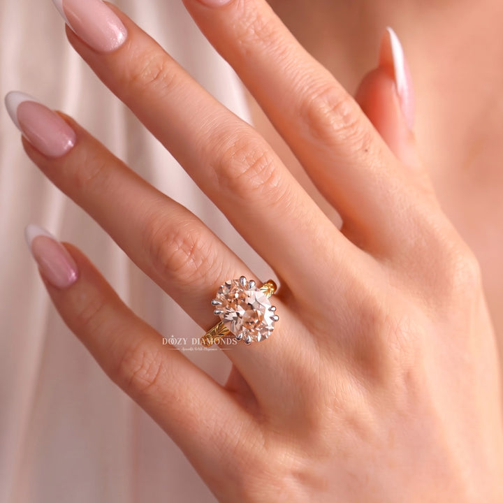2.0CT Oval Pink VVS2 Vintage Style Solitaire Double Prong Lab Grown Diamond Ring