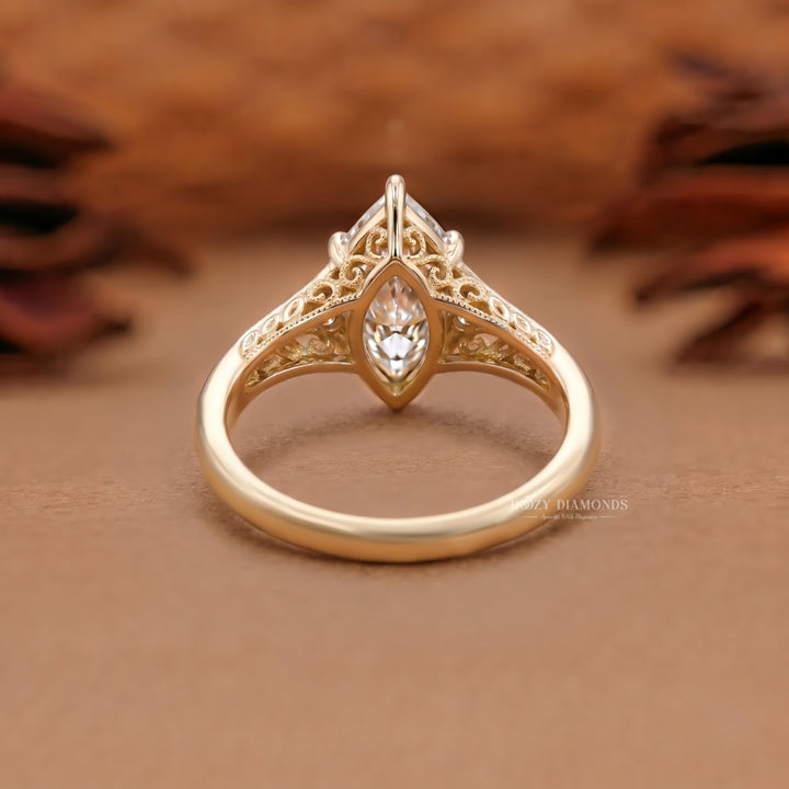 2.50CT Vintage Inspired F/VVS2 Dutch Marquise Lab Grown Diamond Engagement Ring
