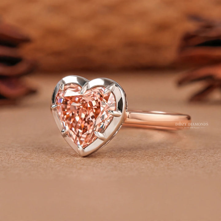 1.50CT Heart Shape Pink Lab Grown Diamond Engagement Ring for Women