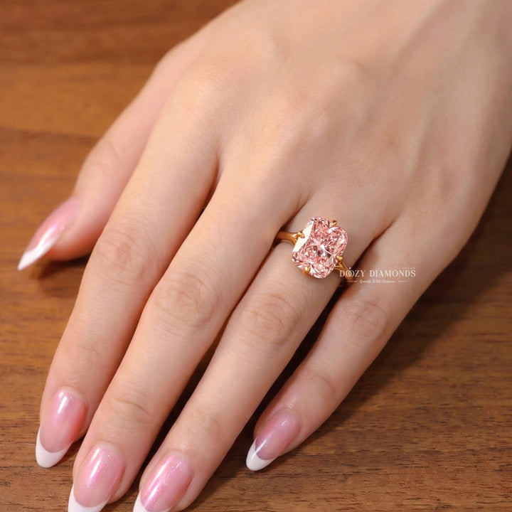 2.50CT Pink Cushion Split Shank Lab Grown Diamond Solitaire Engagement Ring