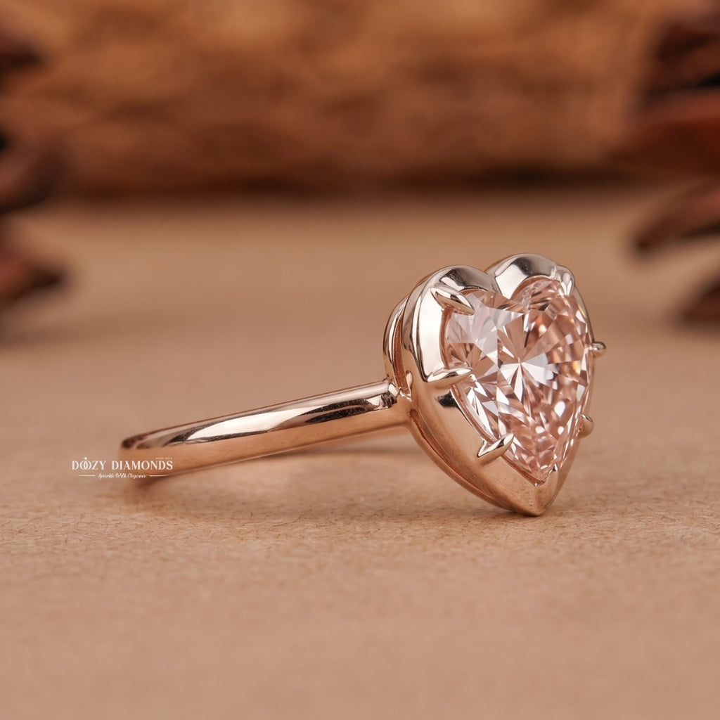 1.50CT Heart Shape Pink VVS2 Lab Grown Diamond Engagement Ring for Women - lab grown diamond engagement ring view 4