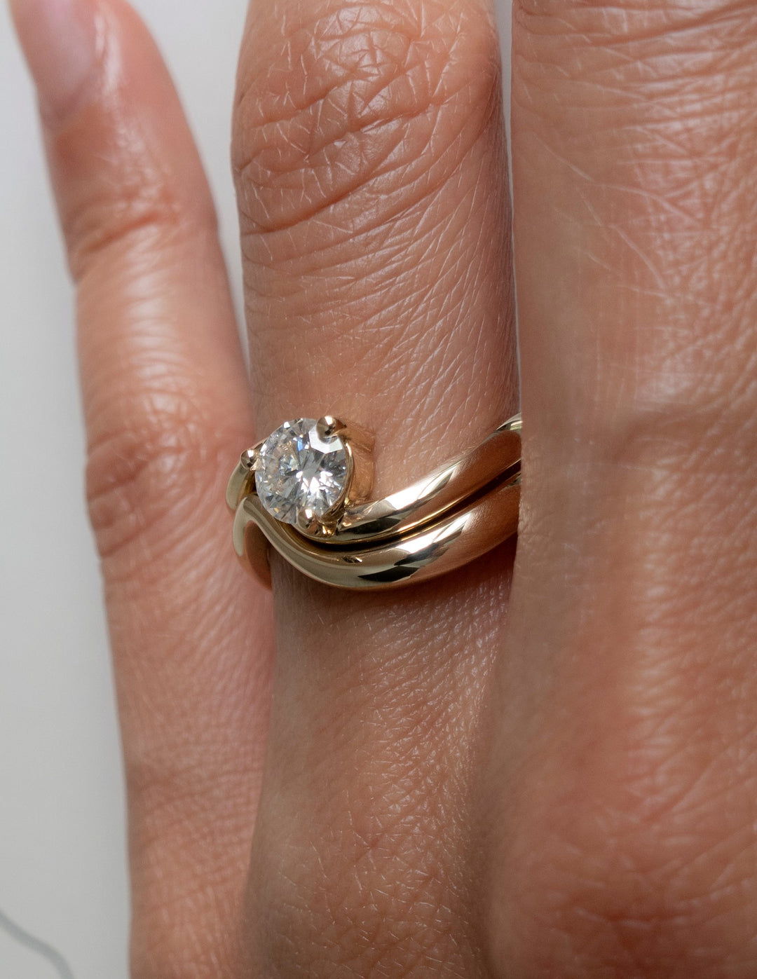2.0CT Round Solitaire Lab Grown Diamond Ring Yellow Gold Bridal Ring Stack