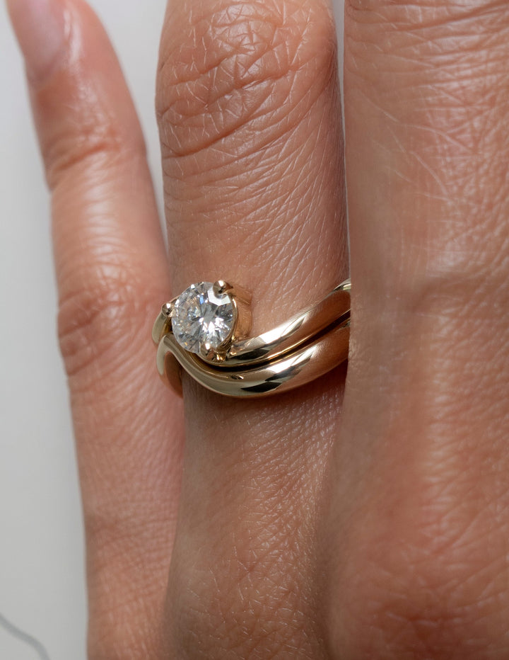 2.0CT Round Solitaire Lab Grown Diamond Ring Yellow Gold Bridal Ring Stack