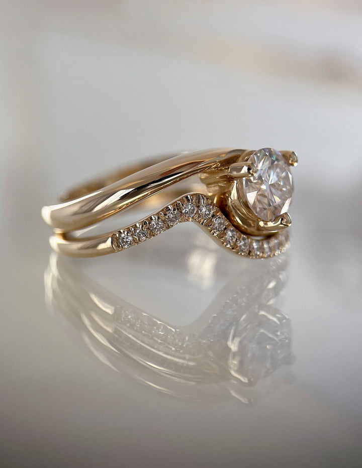 1.25CT Round Solitaire Lab Grown Diamond Ring Yellow Gold Bridal Ring Stack