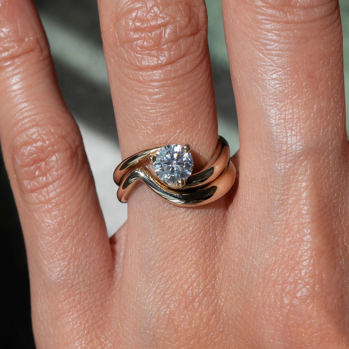 2.0CT Round Solitaire Lab Grown Diamond Ring Yellow Gold Bridal Ring Stack